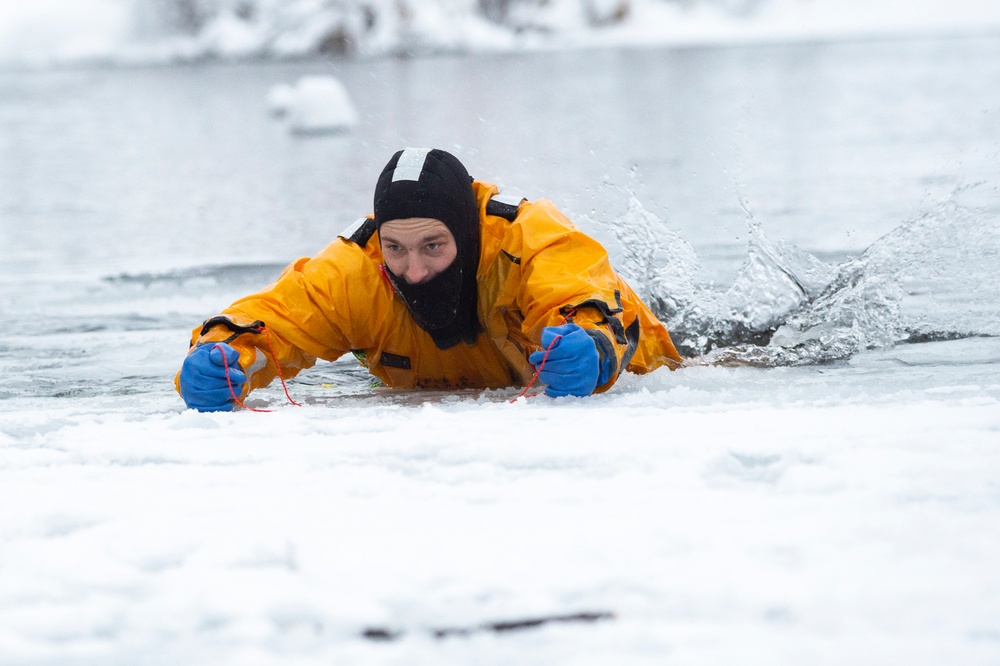 JBER fire protection specialists conduct ice rescue training