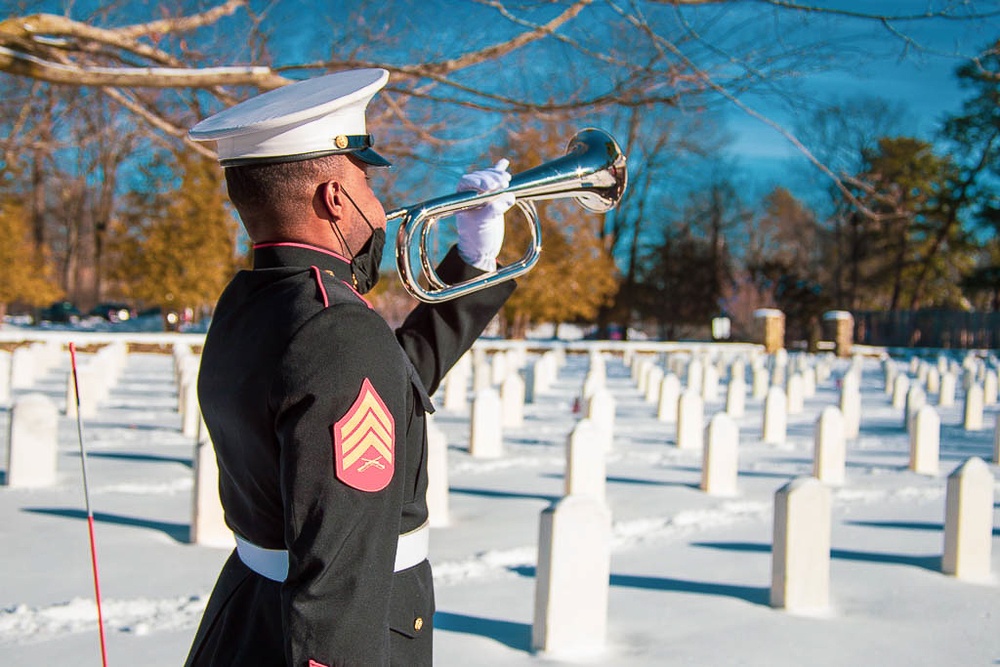 Sergeant Michael Adams, 25th Marine Regiment, played “Taps” at the end of the ceremony.