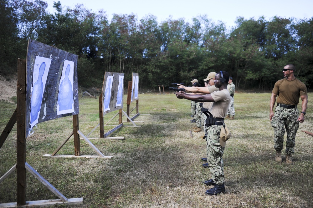 Sailors Participate in Navy Handgun Qualification Course