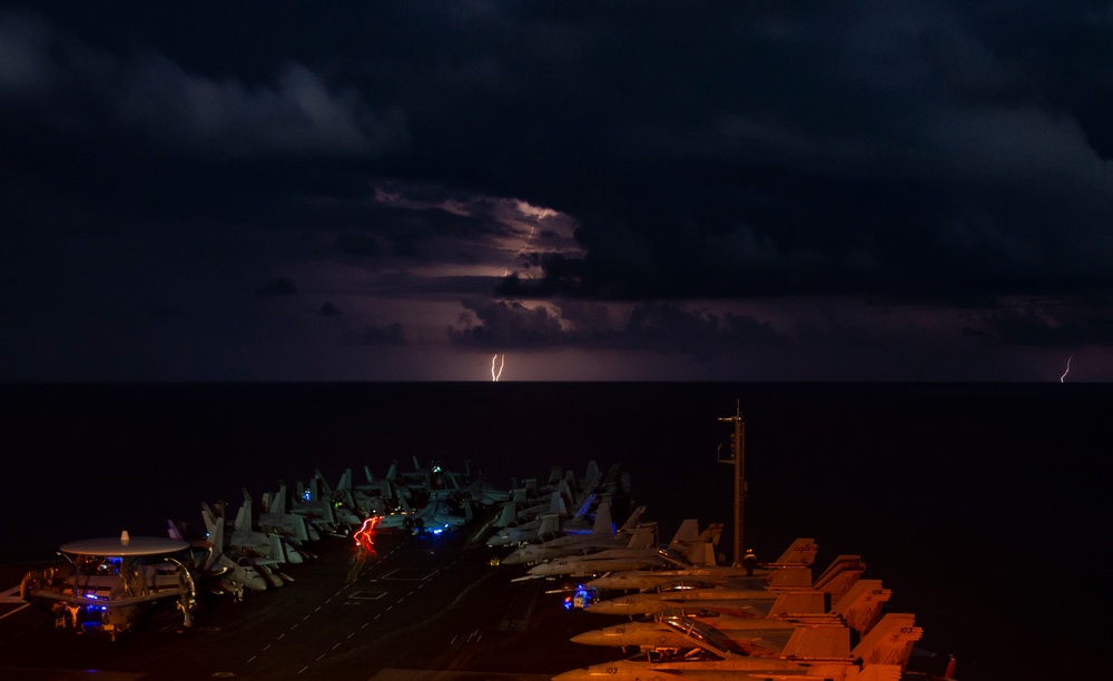 Nimitz Steams In The South China Sea During A Thunder Storm