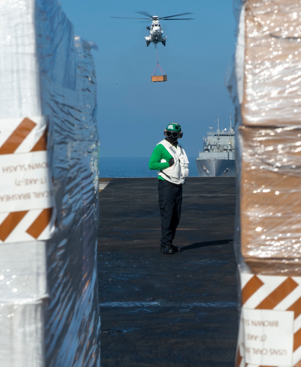 USS Nimitz Conducts Replenishment At Sea