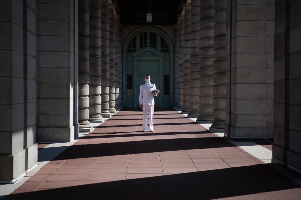 The United States Naval Academy holds the second swearing-in event for the Class of 2020