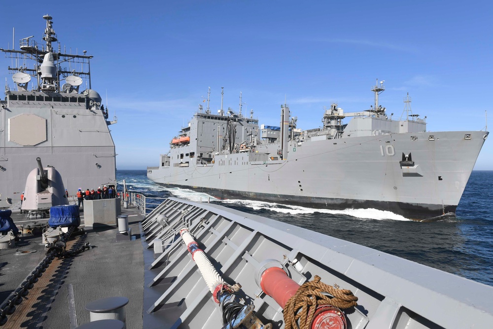 USS Princeton Performs Replenishment-At-Sea with USNS Charles Drew