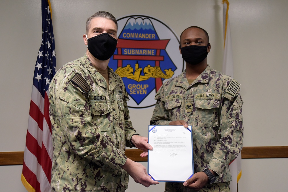 Forward-deployed Hartford County, Maryland native is promoted in Yokosuka, Japan