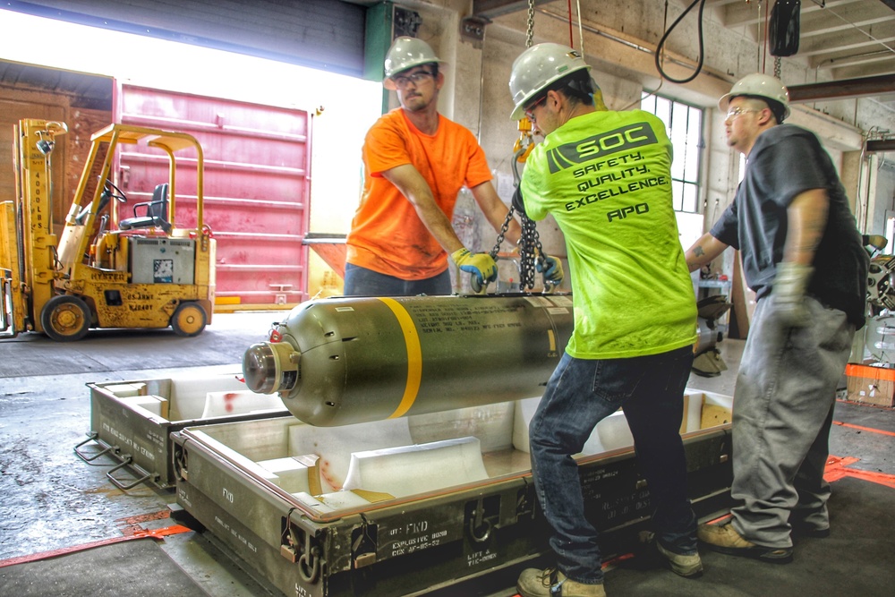 Cluster bomb unit disassembly at Hawthorne Army Depot