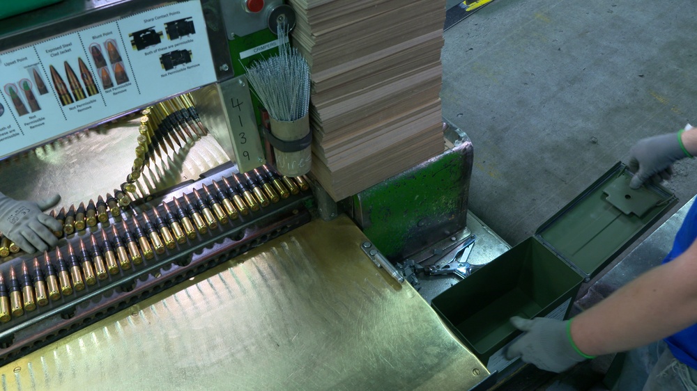 Packaging .50 caliber ammunition at Lake City Army Ammunition Plant