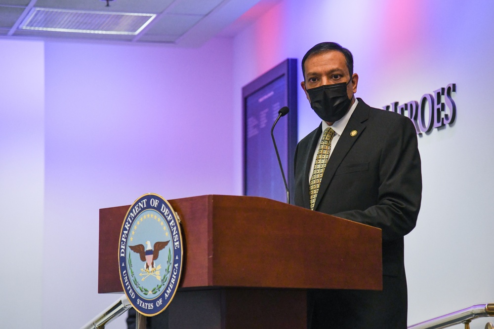 Farhan Khan, Director of Architecture, Data and Standards, Army CIO, recognized during pinning ceremony