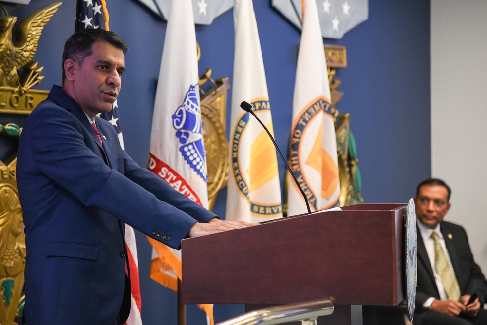 Farhan Khan, Director of Architecture, Data and Standards, Army CIO, recognized during pinning ceremony