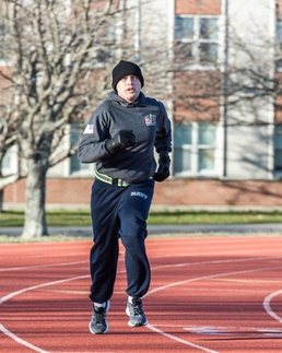 201229-N-TE695-0001 NEWPORT, R.I. (Dec. 29, 2020) Navy OCS student runs during holiday stand down