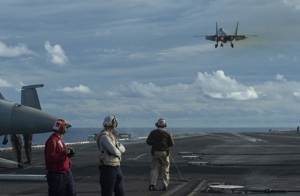 Nimitz Conducts Flyover During Malabar