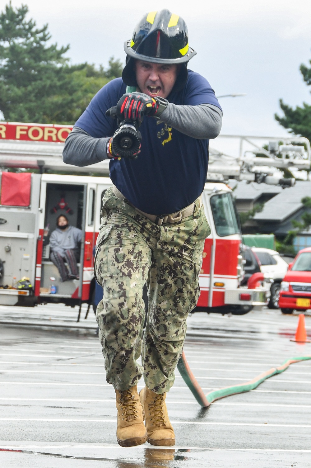 Sailors Participate in Misawa Air Base Fire Muster Exercise