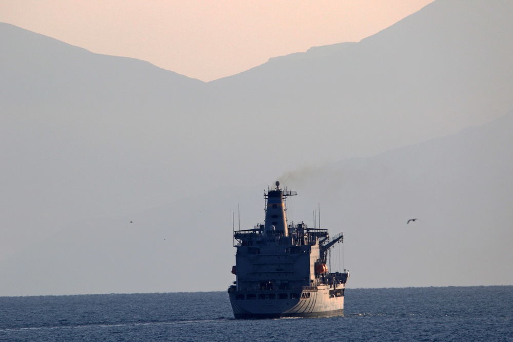 USNS Leroy Grumman (T-AO 195) transits the Strait of Hormuz