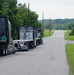 Trucks lined up at Letterkenny Munitions Center to pick up containers.