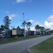 Trucks lined up at Military Ocean Terminal Sunny Point to offload containers.