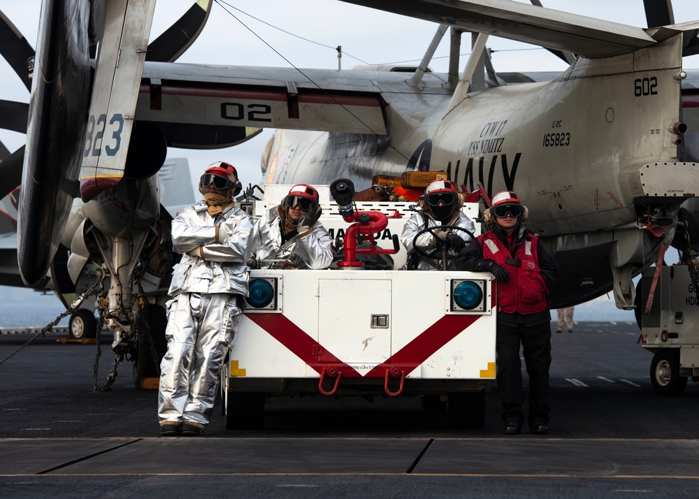 Nimitz Crash and Salvage Sailors Observe Flight Operations