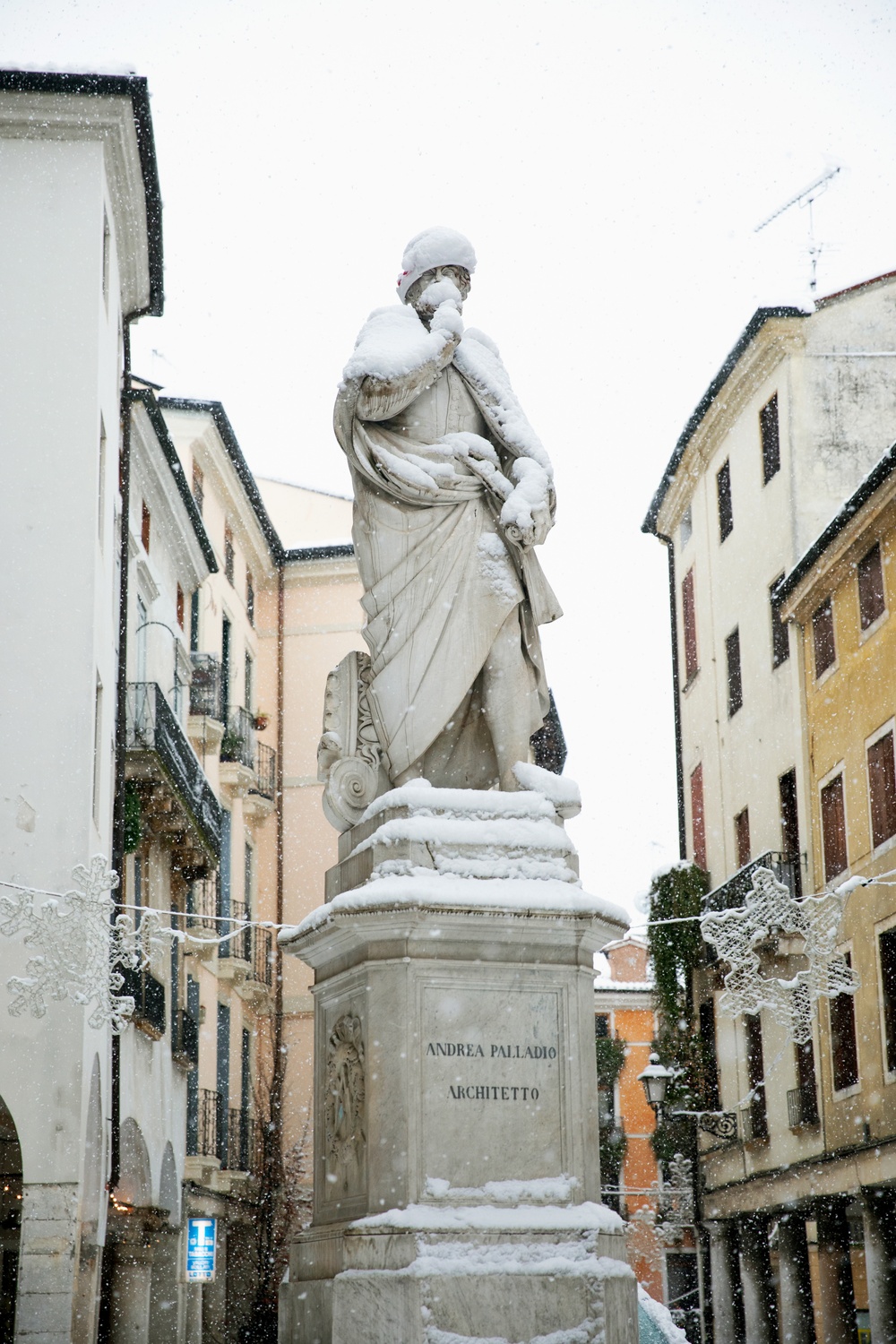 Winter Snowfall in Vicenza, Italy