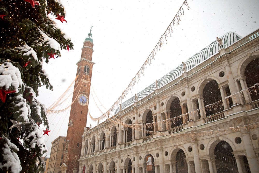 Winter Snowfall in Vicenza, Italy