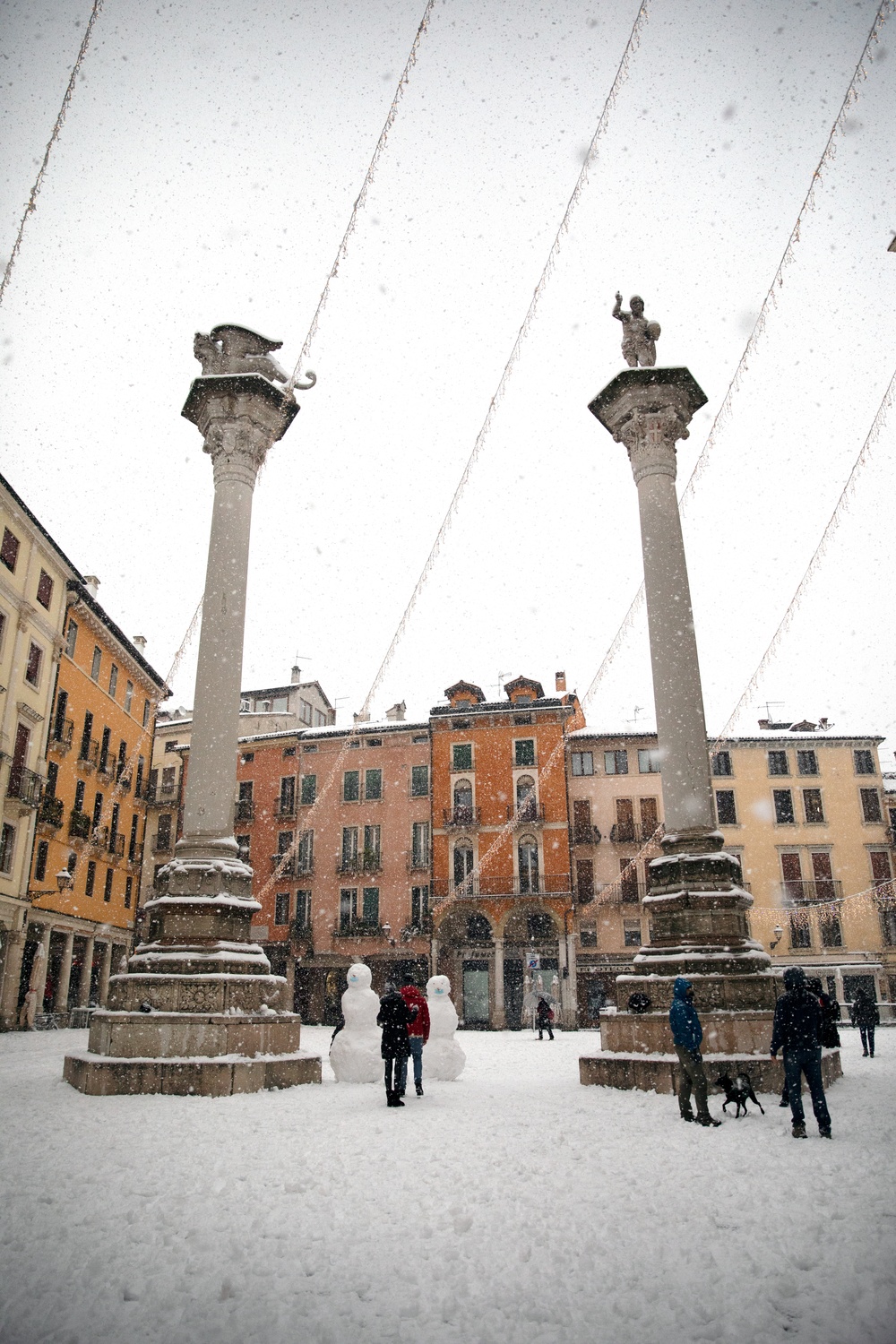 Winter Snowfall in Vicenza, Italy