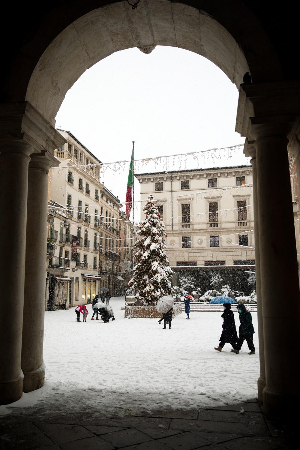 Winter Snowfall in Vicenza, Italy