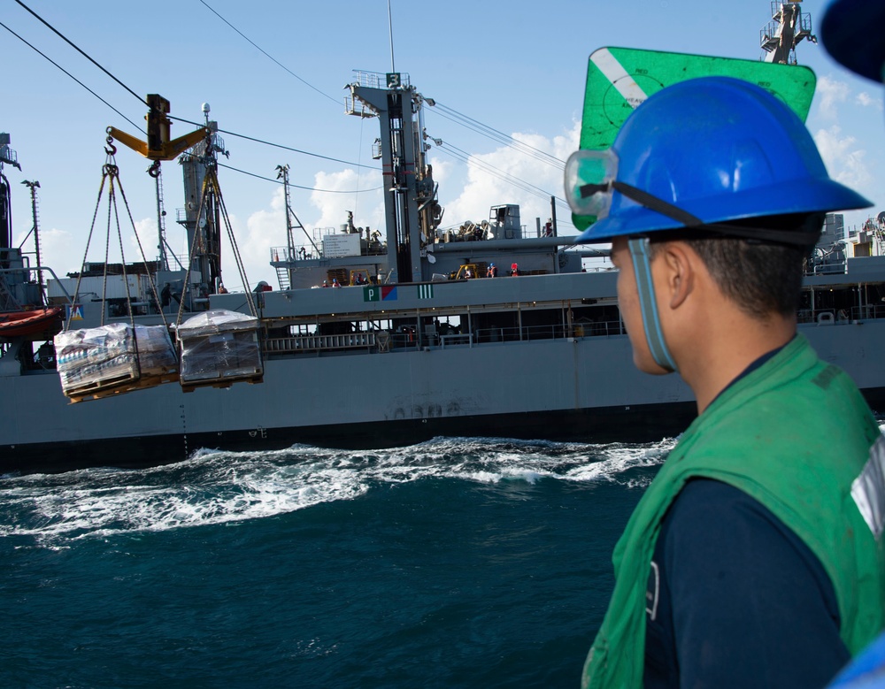 USS PHILIPPINE SEA CONDUCTS RAS WITH USNS LEROY GRUMMAN/DEPLOYMENT