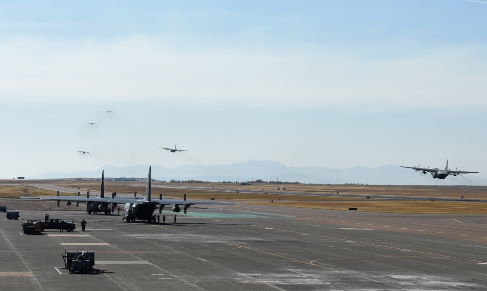 120th Airlift Wing 6-ship formation of C-130Hs
