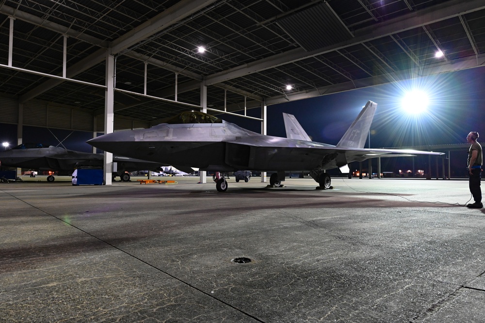 F22s Practice Night Flying Ops