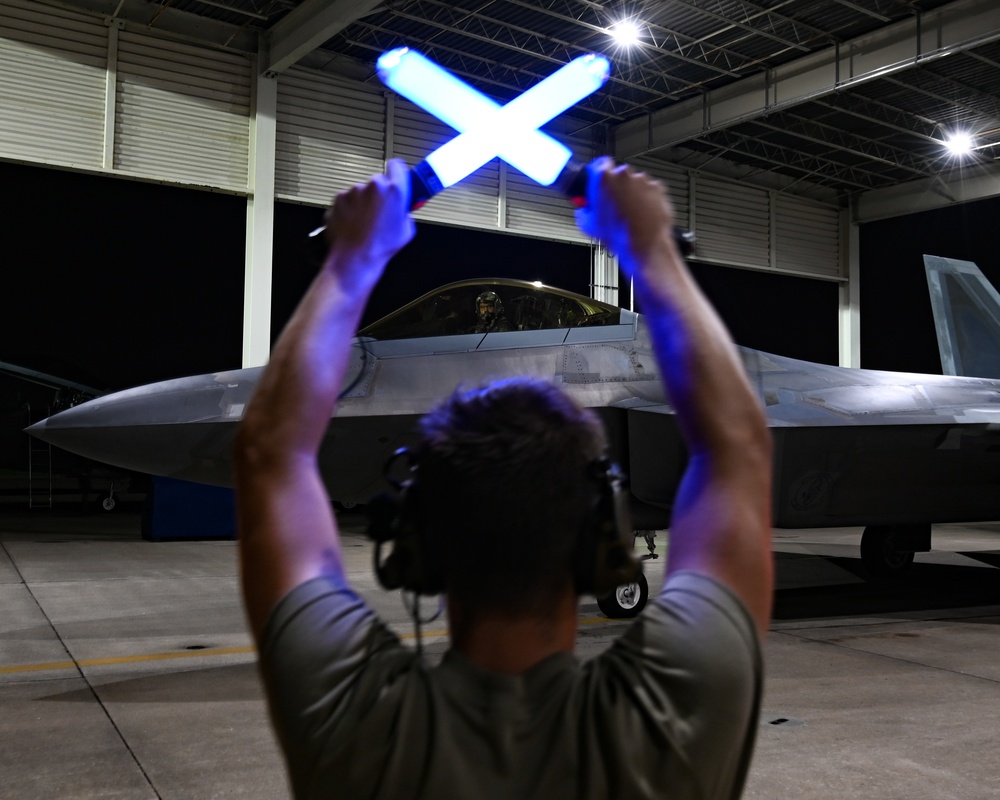 F22s Practice Night Flying Ops
