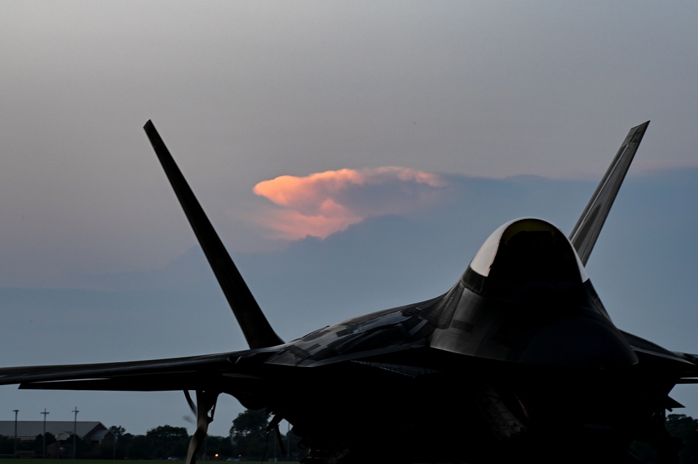 F22s Practice Night Flying Ops