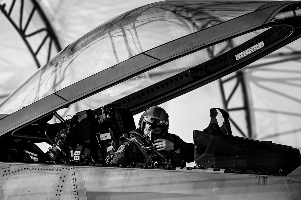 F22s Practice Night Flying Ops