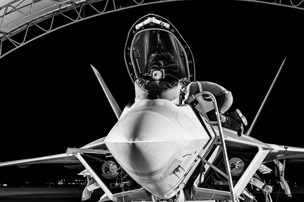 F22s Practice Night Flying Ops