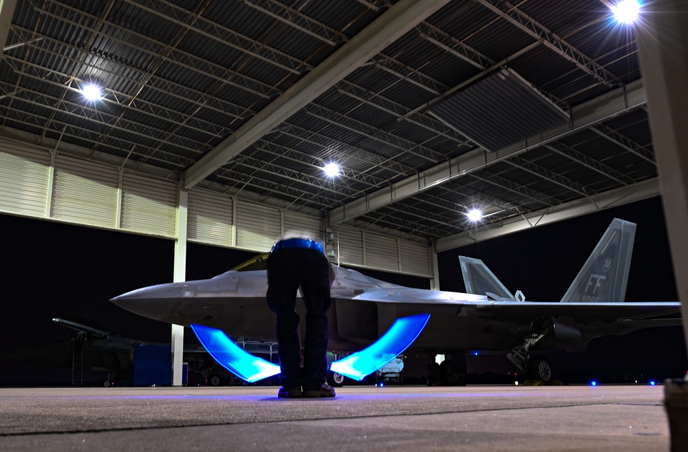 F22s Practice Night Flying Ops