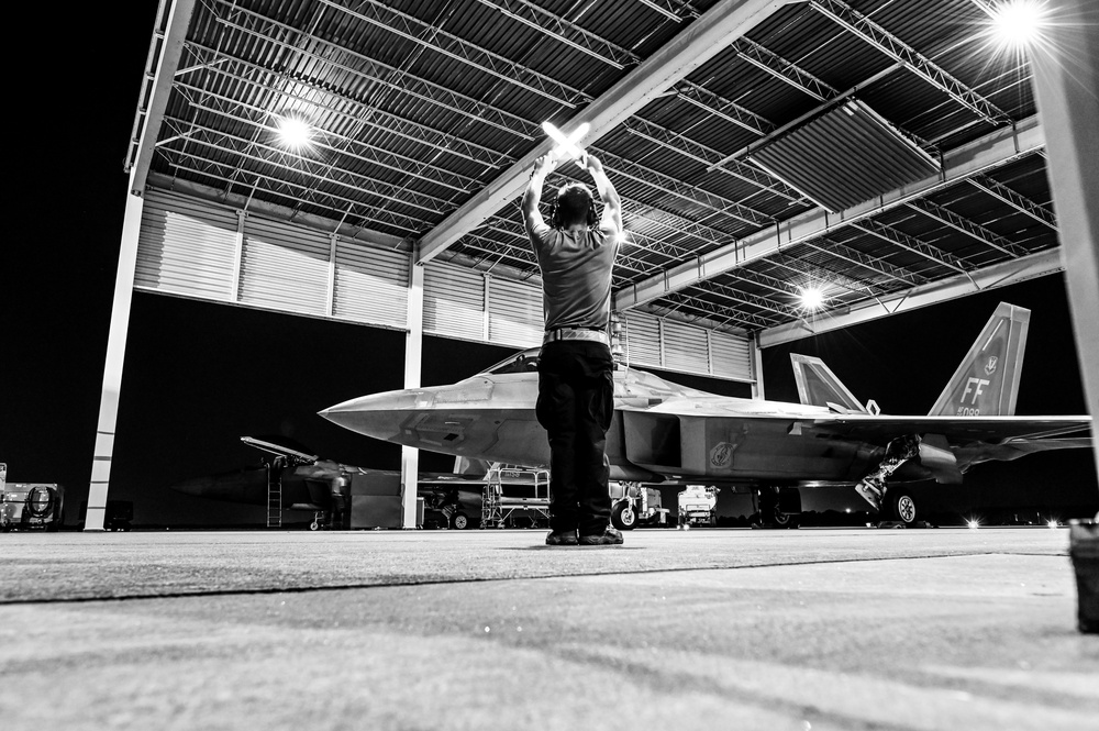 F22s Practice Night Flying Ops