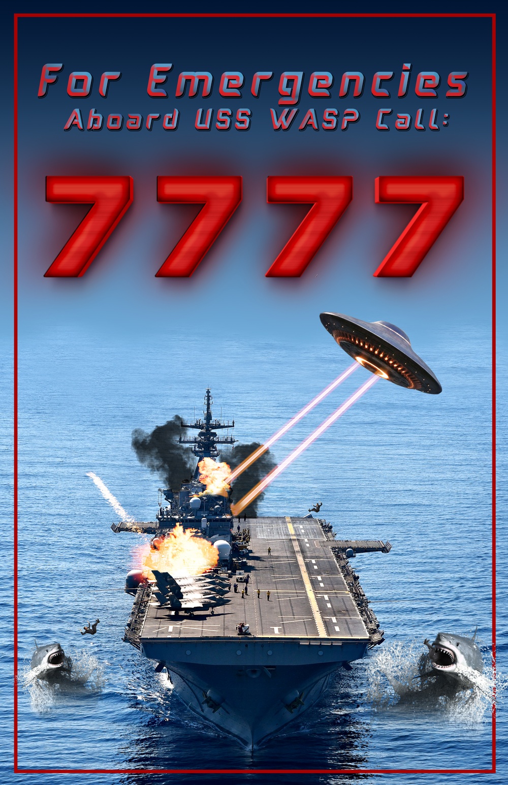 USS Wasp Emergency Number Poster