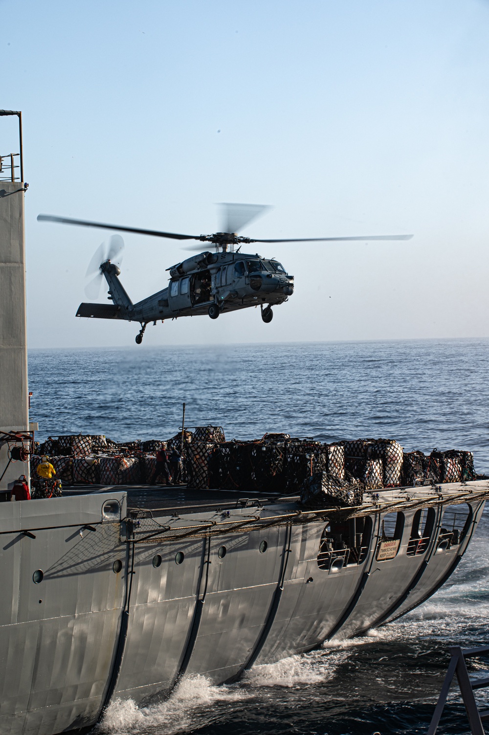 USS San Diego receives replenishment from USNS Guadalupe