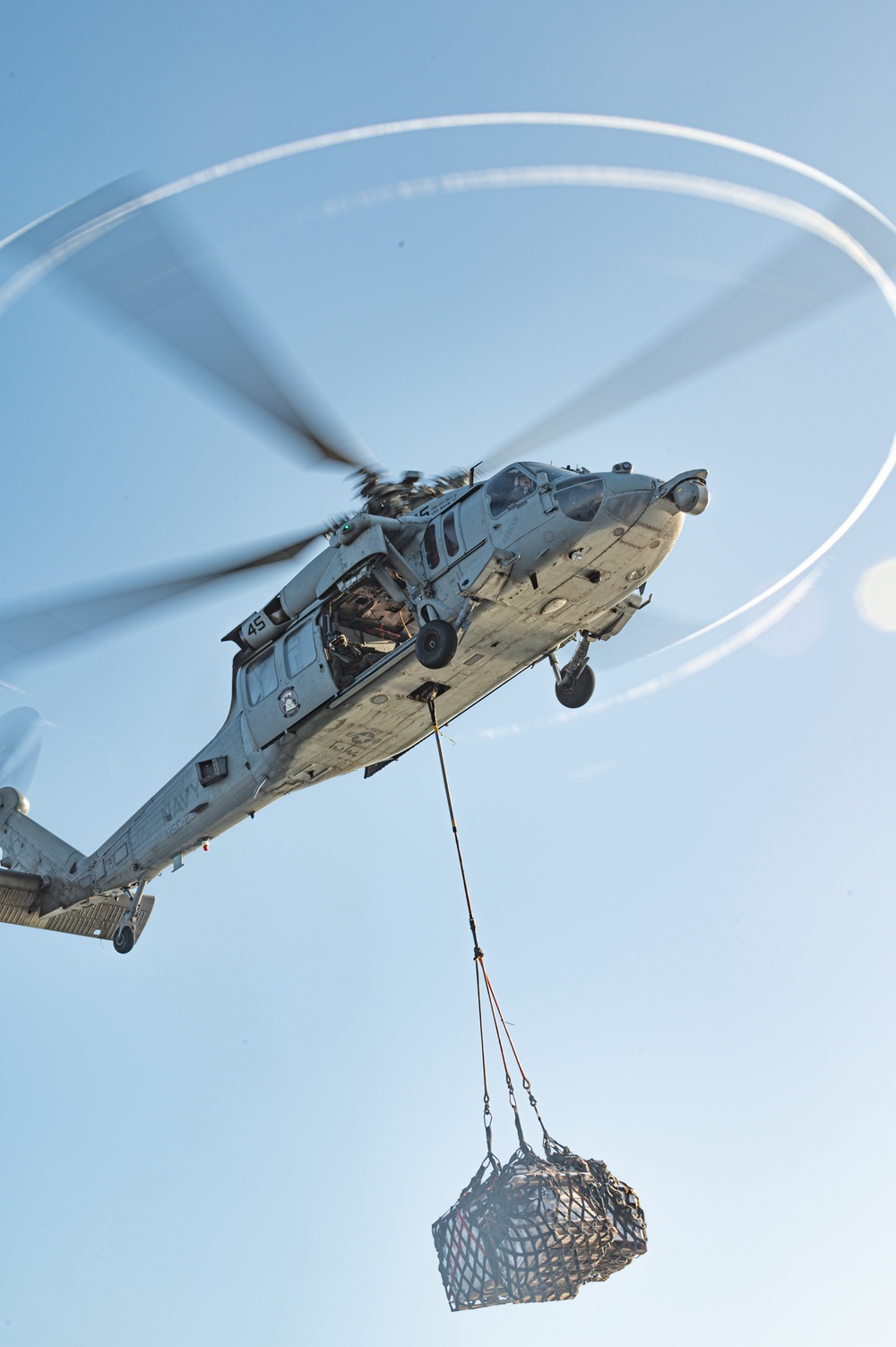 USS San Diego receives replenishment from USNS Guadalupe