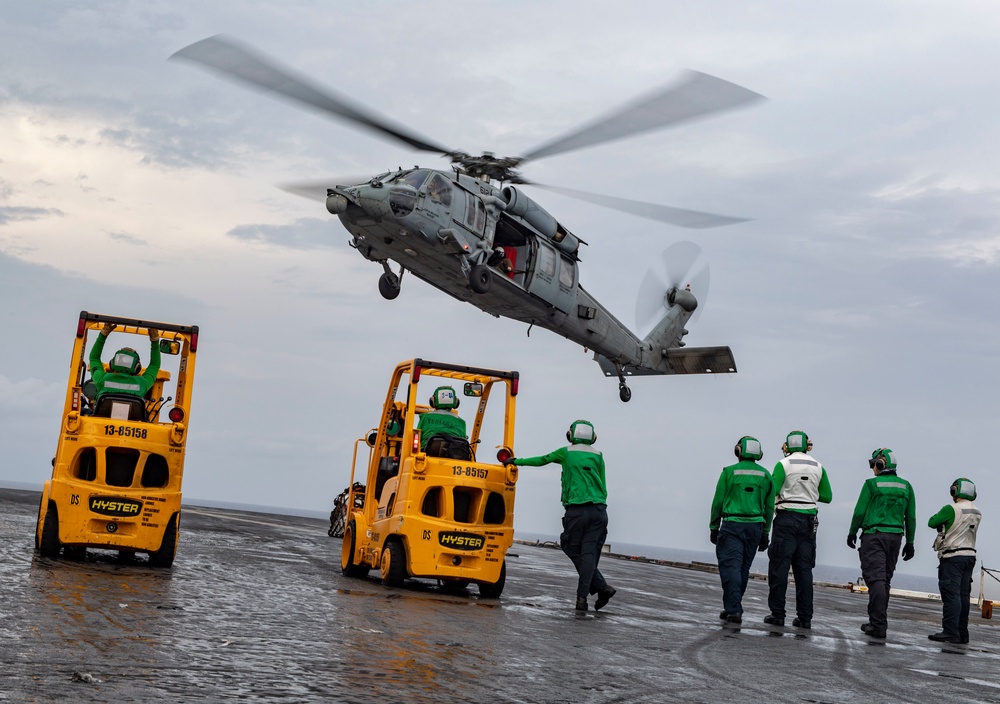 Nimitz Conducts Vertical-Replenishment-At-Sea