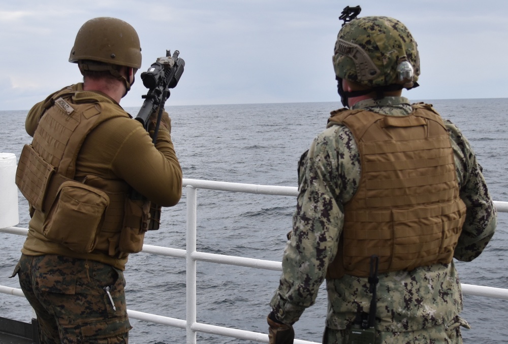 Sailors and Marines Conduct Underway Live-Fire Exercise