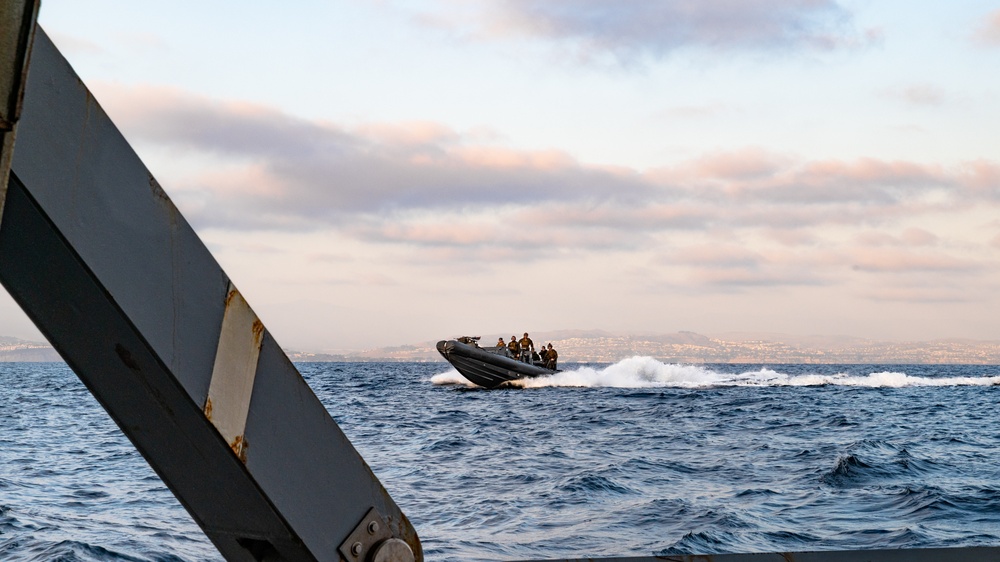 BLT 1/4 Marines depart USS San Diego for small boat raid training exercise