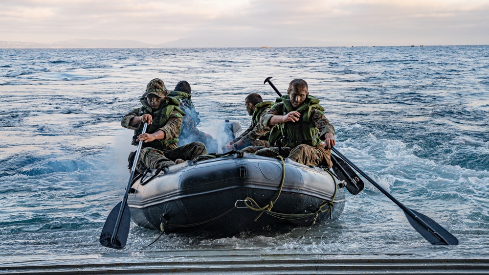 BLT 1/4 Marines depart USS San Diego for small boat raid training exercise