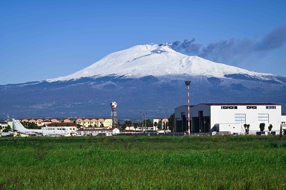 NAS Sigonella Backed by Mount Etna