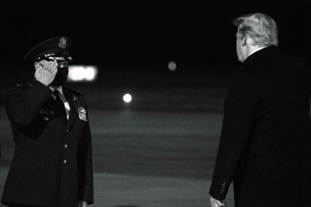 President Donald J. Trump arrives at Dobbins
