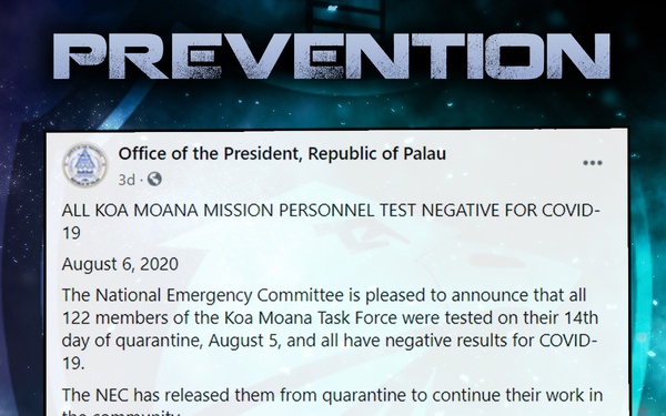 Koa Moana Test Negative For COVID-19