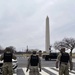 DC National Guard members, stand in front of monument in Washington, D.C on January 5 2021. The District of Columbia National Guard   activated several hundred personnel to support the city government during expected demonstrations.