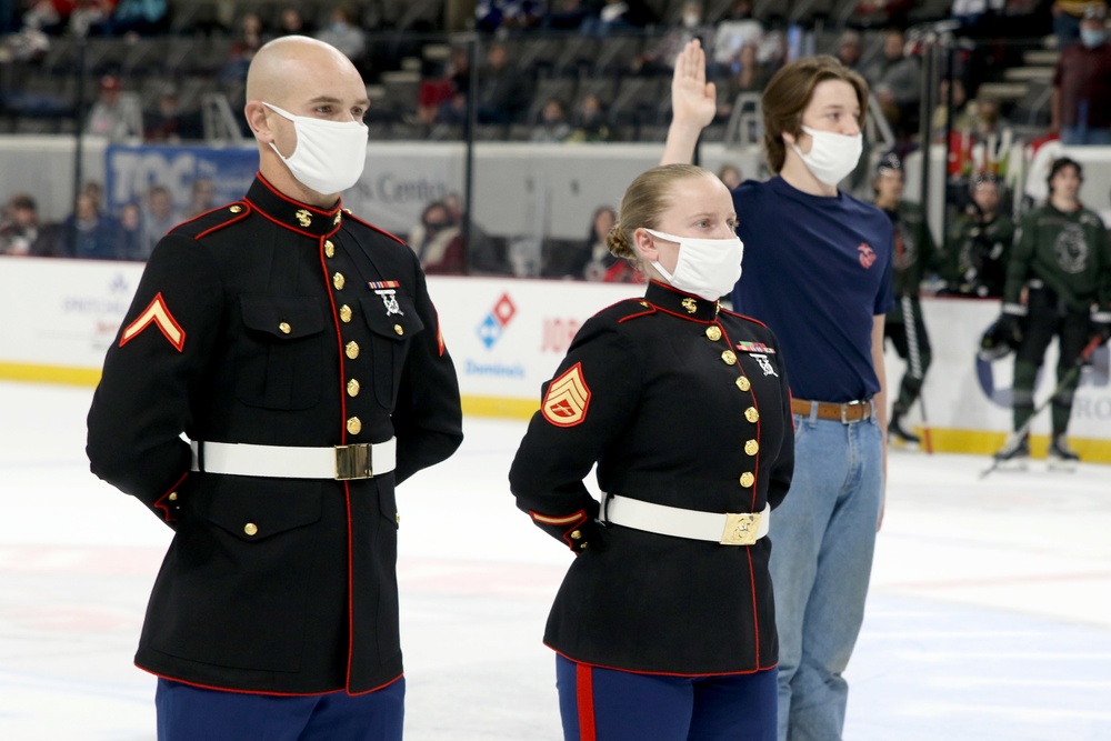 Huntsville Havoc hosts Marine enlistment ceremony on the ice