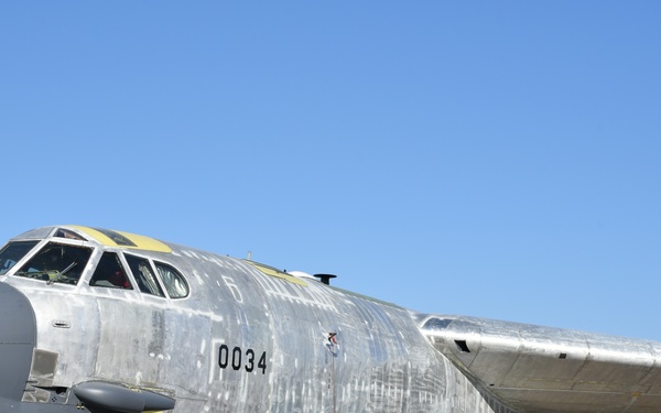Two B-52H bombers regenerated to active service undergoing simultaneous maintenance at Tinker’s Air Logistics Complex