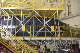 Two B-52H bombers regenerated to active service undergoing simultaneous maintenance at Tinker’s Air Logistics Complex