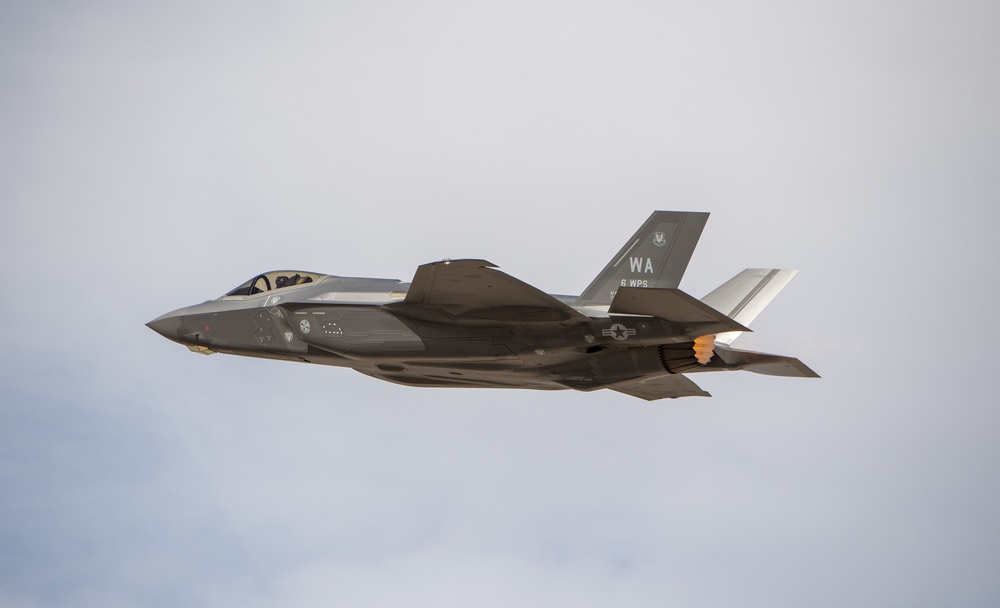 F-35A Lightning II soars over Nellis Air Force Base