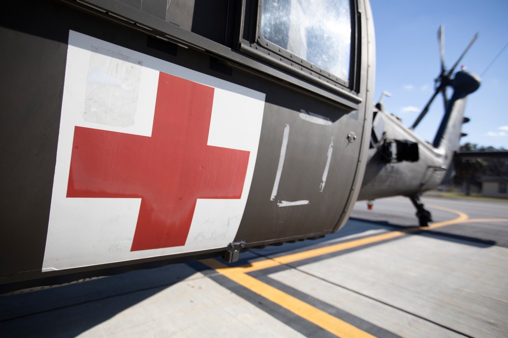 The 3rd Combat Aviation Brigade stands ready during the installation medical evacuation mission.