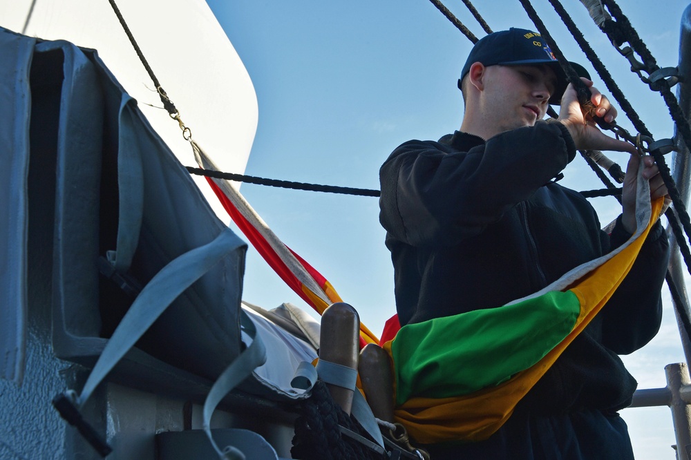 USS PHILIPPINE SEA CONDUCTS RAS WITH USNS LEROY GRUMMAN/DEPLOYMENT