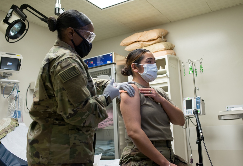Soldier receives first COVID-19 vaccine at Fort Carson